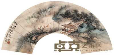 黄君璧 扇面（秋色无声） 扇面 13×44cm